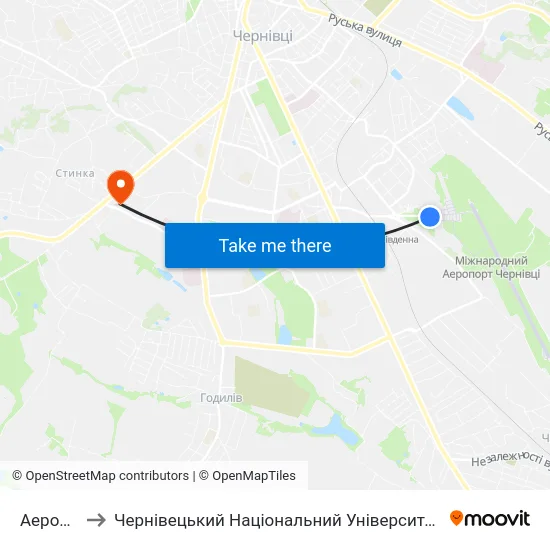 Аеропорт to Чернівецький Національний Університет, Корпус №9 map