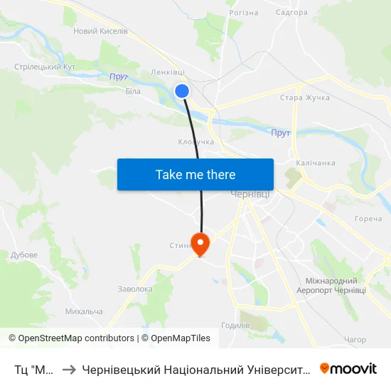 Тц "Metro" to Чернівецький Національний Університет, Корпус №9 map