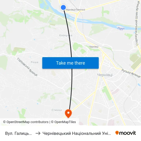 Вул. Галицький Шлях to Чернівецький Національний Університет, Корпус №9 map