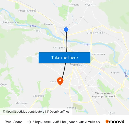 Вул. Заводська to Чернівецький Національний Університет, Корпус №9 map