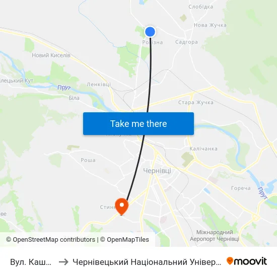 Вул. Каштанова to Чернівецький Національний Університет, Корпус №9 map