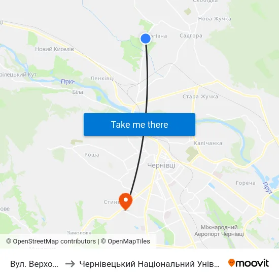 Вул. Верховинська to Чернівецький Національний Університет, Корпус №9 map