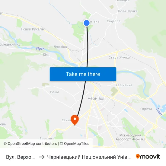 Вул. Верховинська to Чернівецький Національний Університет, Корпус №9 map