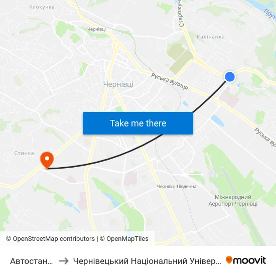 Автостанція №2 to Чернівецький Національний Університет, Корпус №9 map