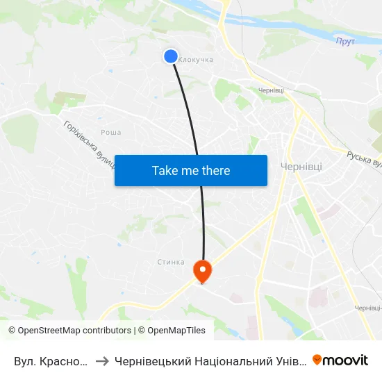 Вул. Красноградська to Чернівецький Національний Університет, Корпус №9 map