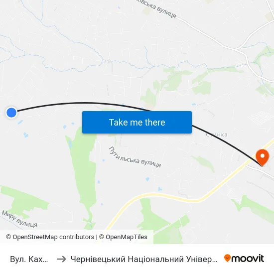 Вул. Каховська to Чернівецький Національний Університет, Корпус №9 map