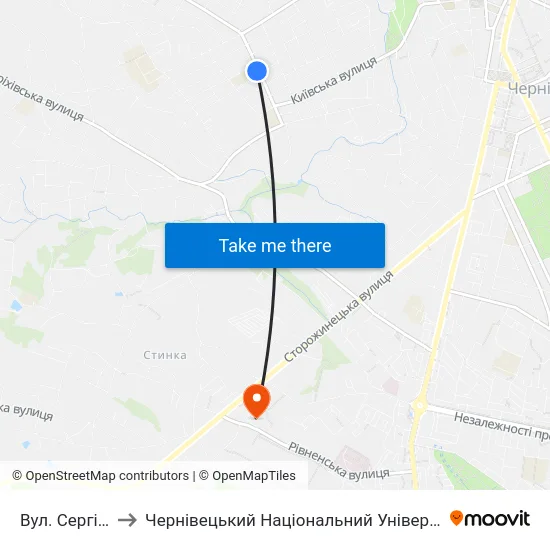 Вул. Сергіївська to Чернівецький Національний Університет, Корпус №9 map