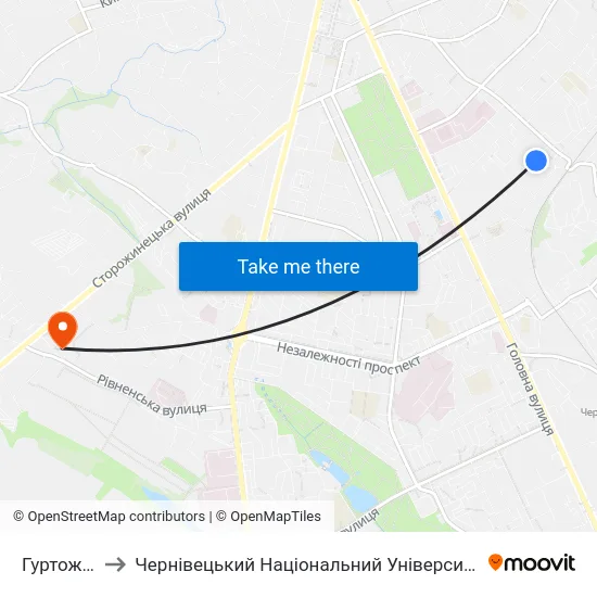 Гуртожиток to Чернівецький Національний Університет, Корпус №9 map