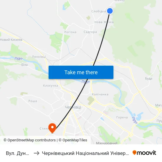 Вул. Дунайська to Чернівецький Національний Університет, Корпус №9 map