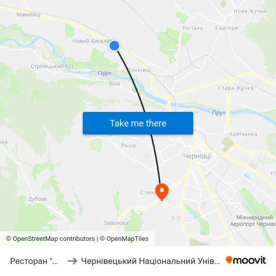 Ресторан "Світанок" to Чернівецький Національний Університет, Корпус №9 map