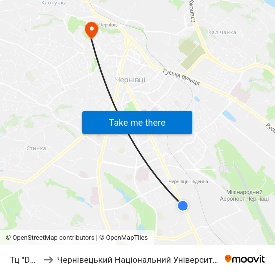 Тц "Depo'T" to Чернівецький Національний Університет Ім.Ю.Федьковича map
