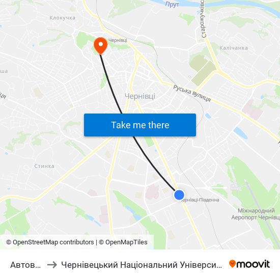 Автовокзал to Чернівецький Національний Університет Ім.Ю.Федьковича map