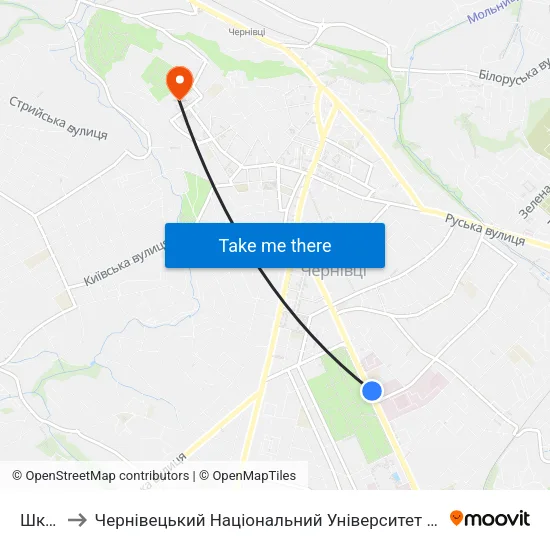 Школа to Чернівецький Національний Університет Ім.Ю.Федьковича map
