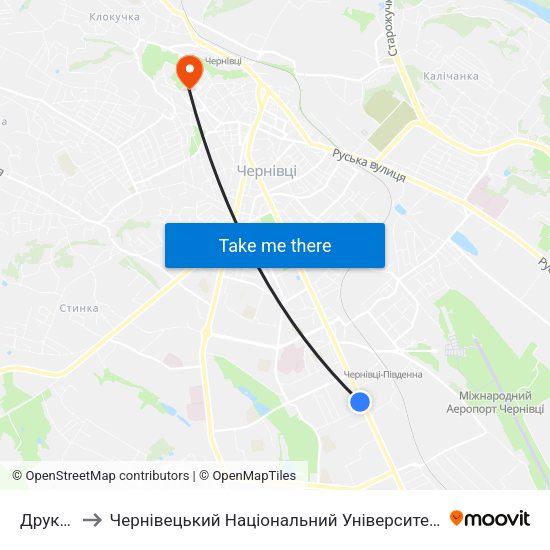 Друкарня to Чернівецький Національний Університет Ім.Ю.Федьковича map