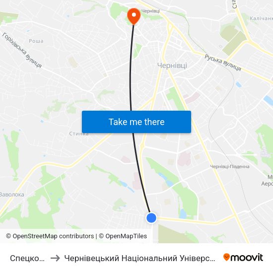 Спецкомбінат to Чернівецький Національний Університет Ім.Ю.Федьковича map