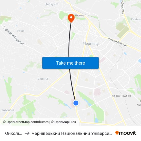 Онколікарня to Чернівецький Національний Університет Ім.Ю.Федьковича map
