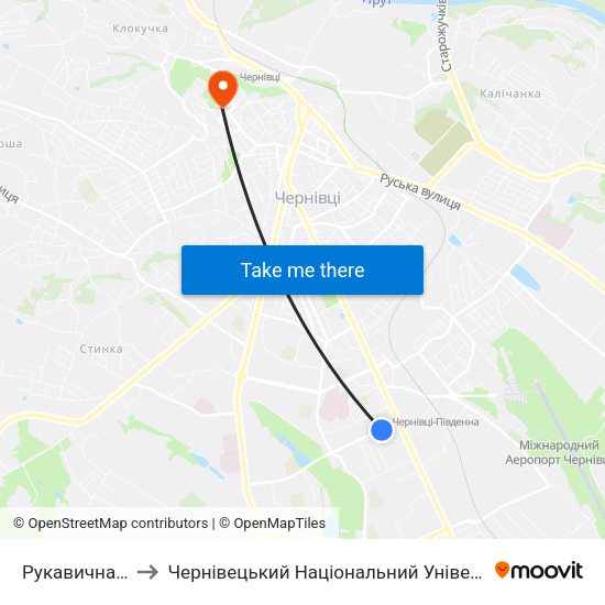 Рукавична Фабрика to Чернівецький Національний Університет Ім.Ю.Федьковича map