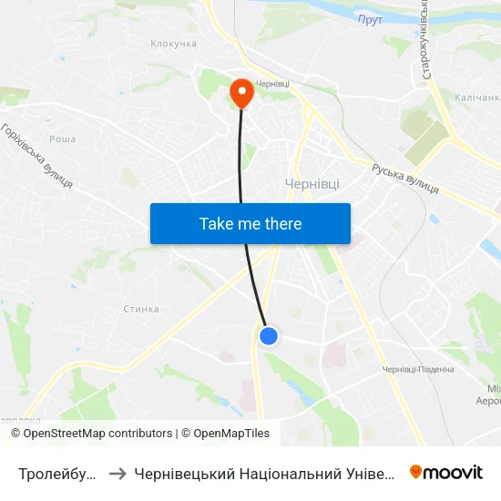 Тролейбусне Депо to Чернівецький Національний Університет Ім.Ю.Федьковича map