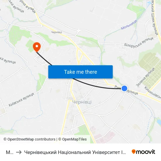 Міст to Чернівецький Національний Університет Ім.Ю.Федьковича map