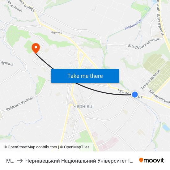 Міст to Чернівецький Національний Університет Ім.Ю.Федьковича map