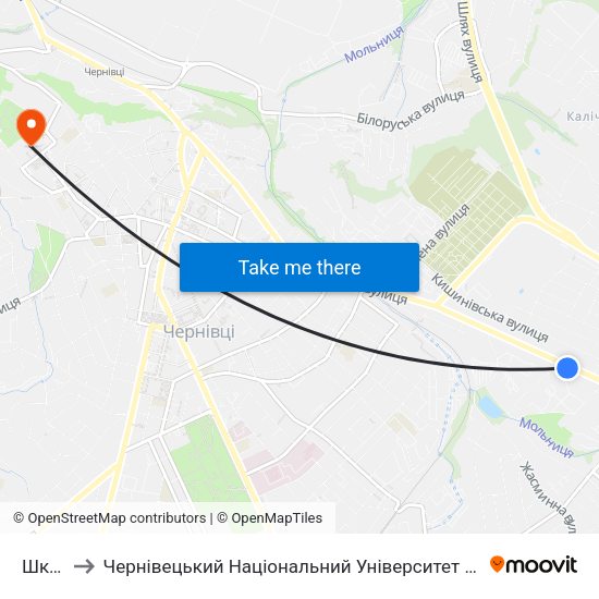 Школа to Чернівецький Національний Університет Ім.Ю.Федьковича map