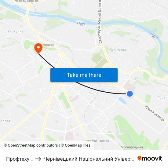 Профтехучилище to Чернівецький Національний Університет Ім.Ю.Федьковича map