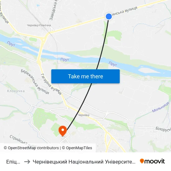 Епіцентр to Чернівецький Національний Університет Ім.Ю.Федьковича map
