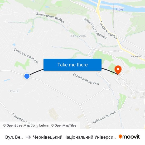Вул. Вербова to Чернівецький Національний Університет Ім.Ю.Федьковича map