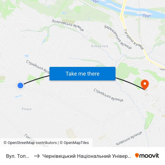 Вул. Топорівська to Чернівецький Національний Університет Ім.Ю.Федьковича map