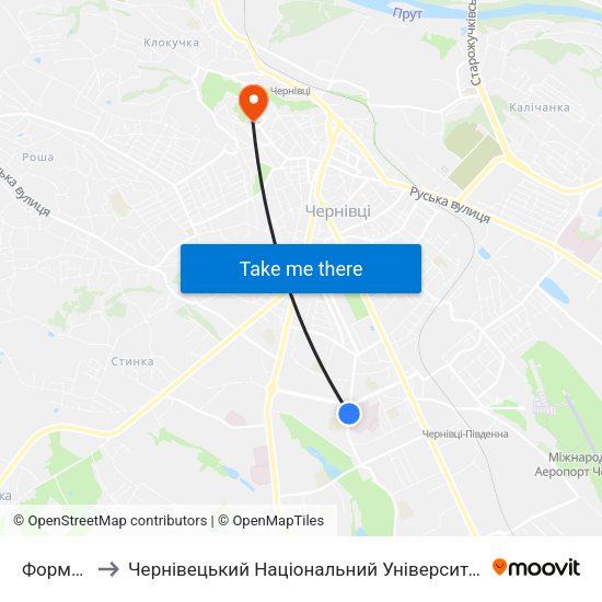 Формаркет to Чернівецький Національний Університет Ім.Ю.Федьковича map