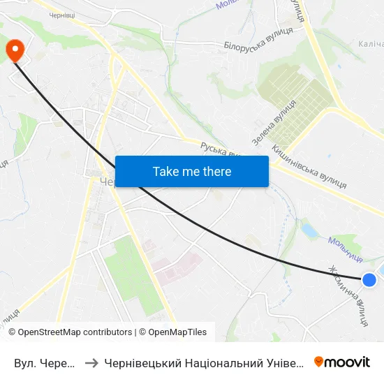 Вул. Череповецька to Чернівецький Національний Університет Ім.Ю.Федьковича map