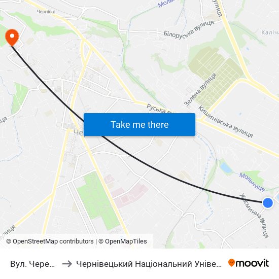 Вул. Череповецька to Чернівецький Національний Університет Ім.Ю.Федьковича map