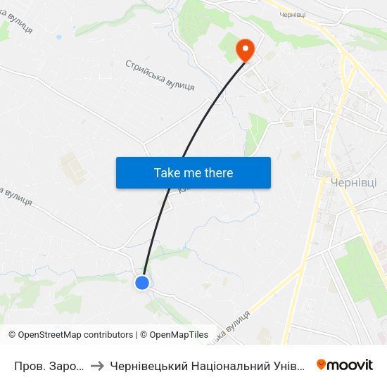 Пров. Зарожанський to Чернівецький Національний Університет Ім.Ю.Федьковича map