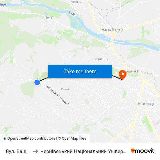 Вул. Вашківська to Чернівецький Національний Університет Ім.Ю.Федьковича map