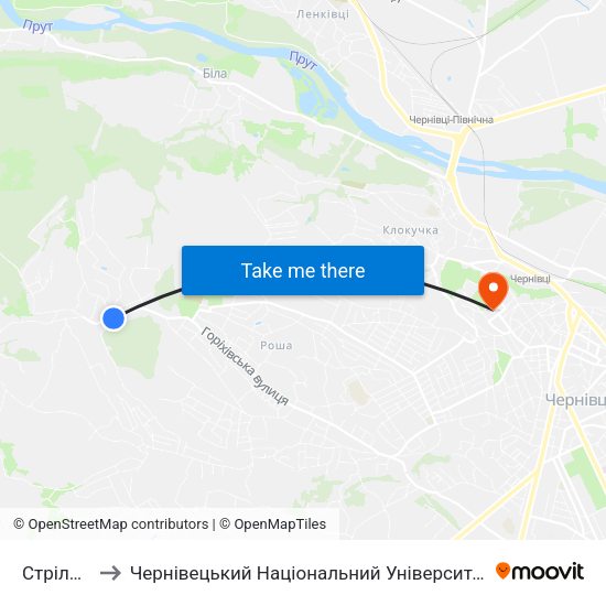 Стрільниця to Чернівецький Національний Університет Ім.Ю.Федьковича map