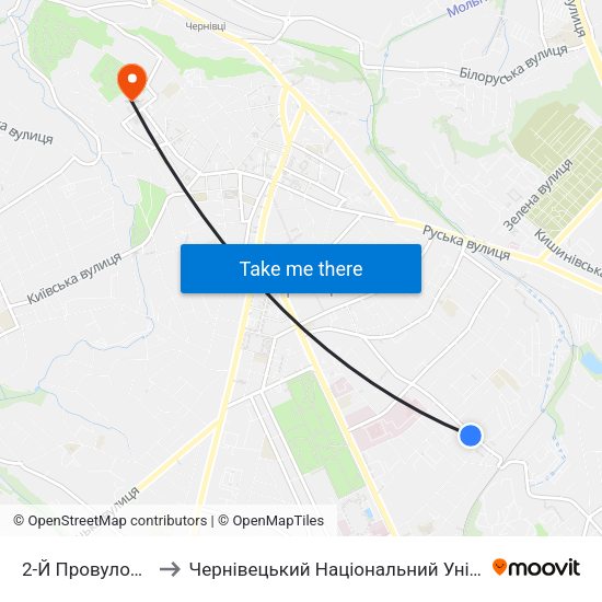 2-Й Провулок Кармелюка to Чернівецький Національний Університет Ім.Ю.Федьковича map