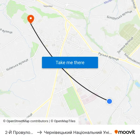 2-Й Провулок Кармелюка to Чернівецький Національний Університет Ім.Ю.Федьковича map