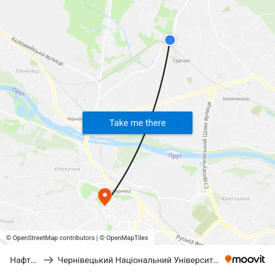 Нафтобаза to Чернівецький Національний Університет Ім.Ю.Федьковича map