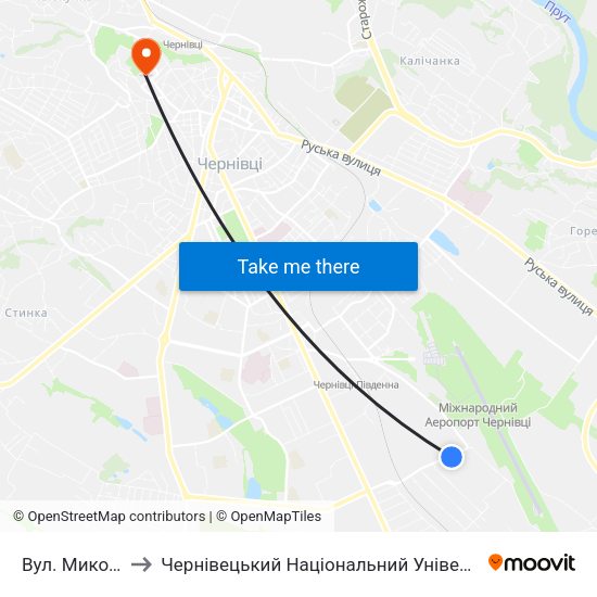 Вул. Миколаївська to Чернівецький Національний Університет Ім.Ю.Федьковича map