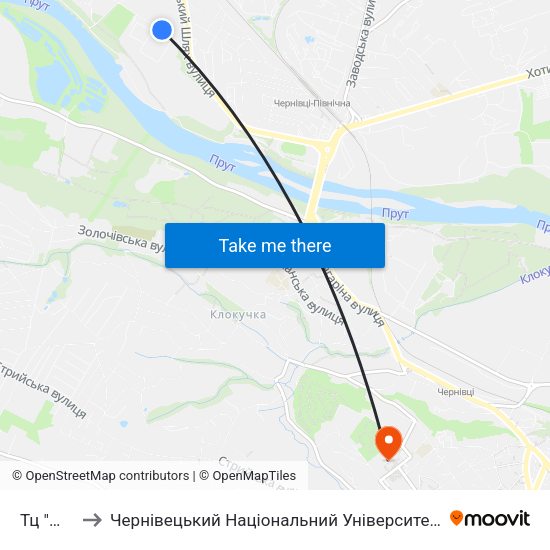 Тц "Metro" to Чернівецький Національний Університет Ім.Ю.Федьковича map