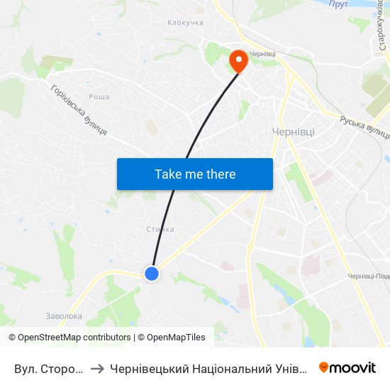 Вул. Сторожинецька to Чернівецький Національний Університет Ім.Ю.Федьковича map