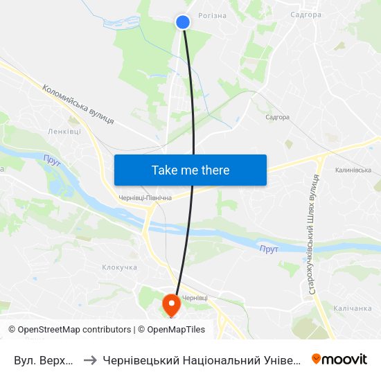 Вул. Верховинська to Чернівецький Національний Університет Ім.Ю.Федьковича map