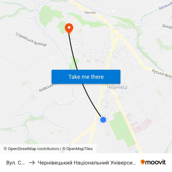 Вул. Садова to Чернівецький Національний Університет Ім.Ю.Федьковича map