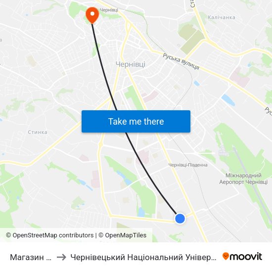 Магазин "Норма" to Чернівецький Національний Університет Ім.Ю.Федьковича map