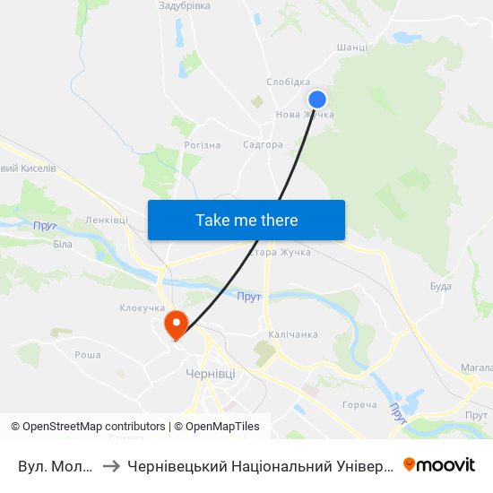 Вул. Молдавська to Чернівецький Національний Університет Ім.Ю.Федьковича map