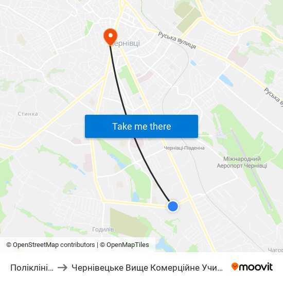 Поліклініка to Чернівецьке Вище Комерційне Училище map