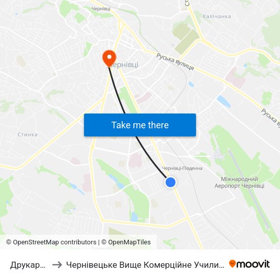 Друкарня to Чернівецьке Вище Комерційне Училище map