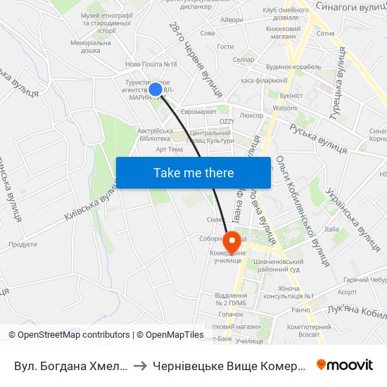 Вул. Богдана Хмельницького to Чернівецьке Вище Комерційне Училище map