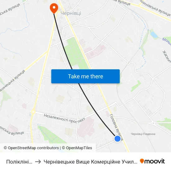 Поліклініка to Чернівецьке Вище Комерційне Училище map