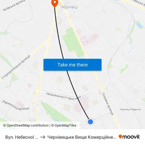 Вул. Небесної Сотні to Чернівецьке Вище Комерційне Училище map